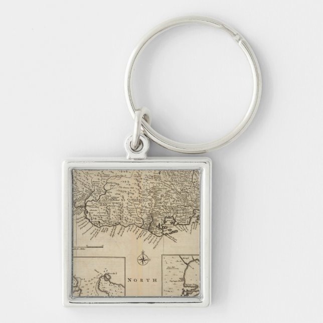 Jamaica 4 fyrkantig silverfärgad nyckelring (Framsidan)