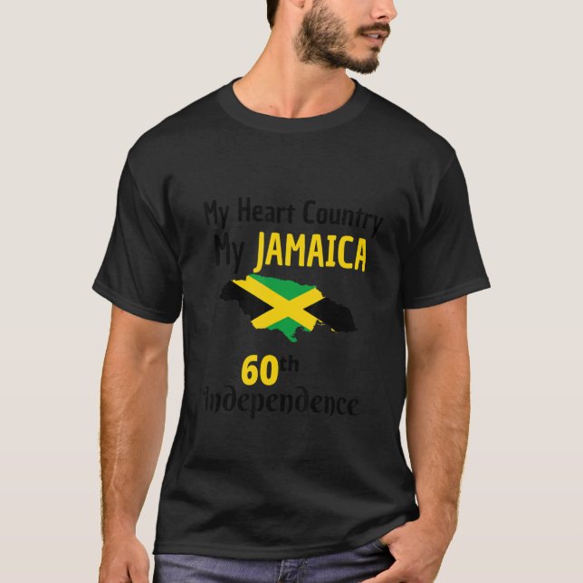 Jamaica 60:e Independence day My Jamaica Mitt hjär T Shirt (Framsida)