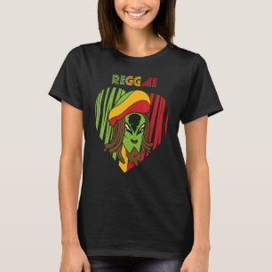 Jamaica Alien Reggae Heart Rasta Souvenir Rastafar T Shirt