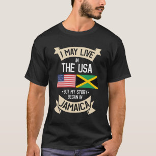 Jamaica American Flagga Usa Jamaican Roots T Shirt