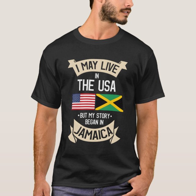 Jamaica American Flagga Usa Jamaican Roots T Shirt (Framsida)