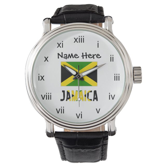 Jamaica and Jamaican Flag with Your Name Armbandsur (Framsida)