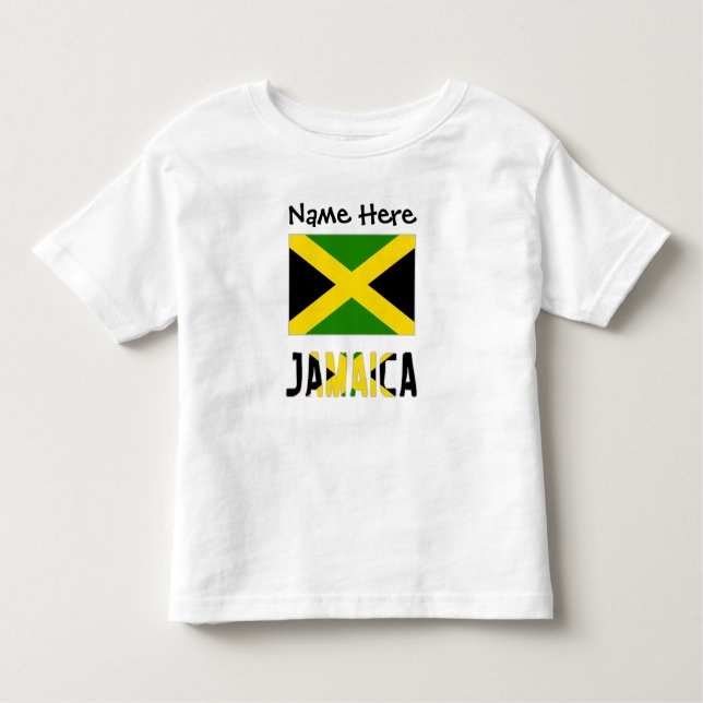 Jamaica and Jamaican Flag with Your Name T Shirt (Framsida)
