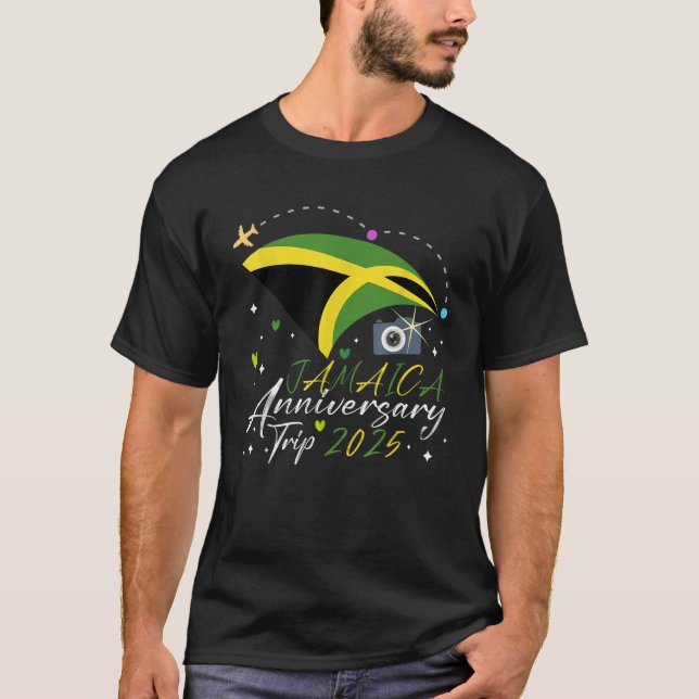 Jamaica-årsdagen Resa 2025 Cute Par Marriag T Shirt (Framsida)