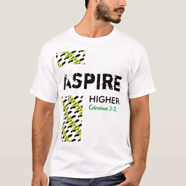 Jamaica ASPIRE HIGHER Christian Scripture T Shirt (Framsida)