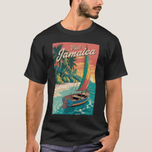 Jamaica båtillustration resekonst vintage t shirt
