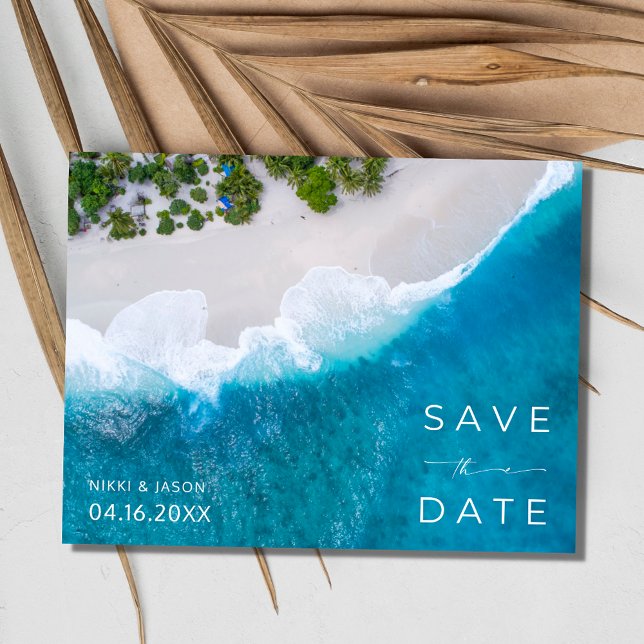 Jamaica Beach Destination Wedding Datumdatum Meddelande Vykort (Jamaica Beach Destination Wedding Save the Date  Postcard)
