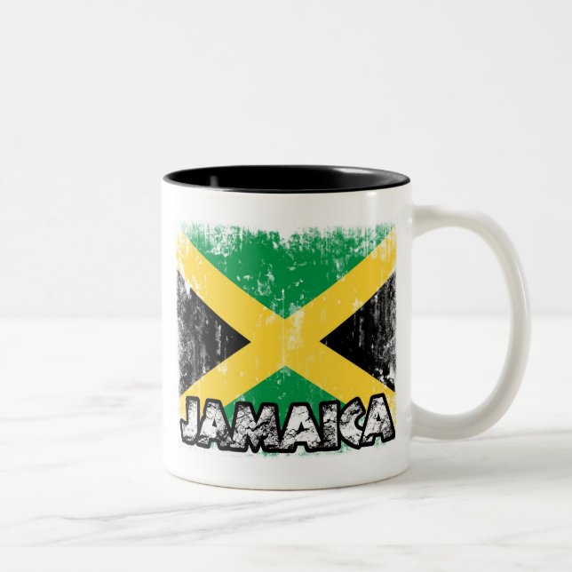 Jamaica - bekymrad flaggamugg Två-Tonad mugg (Höger)