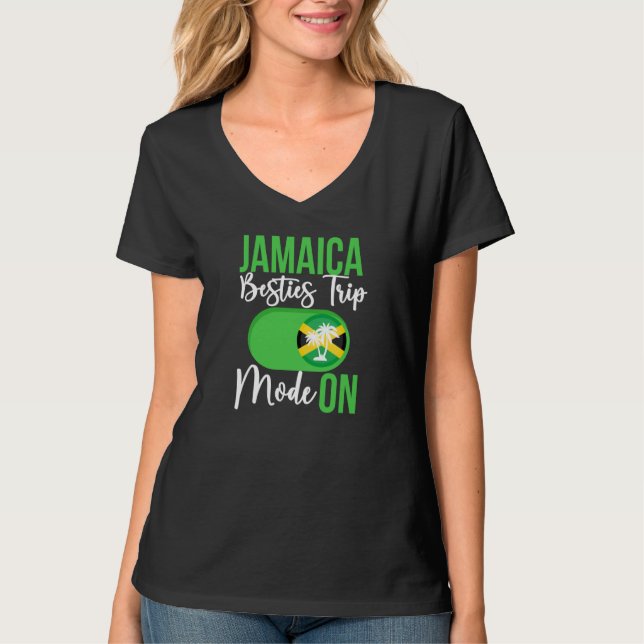 Jamaica Besties Trip Mode ON Jamaica Best Friend V T Shirt (Framsida)