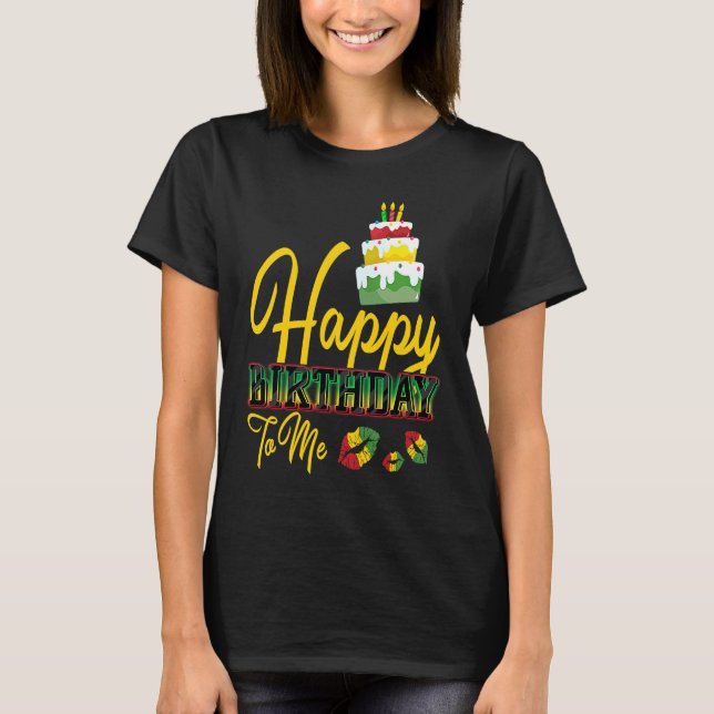 Jamaica Birthday Cake Grattis på födelsedagen to M T Shirt (Framsida)