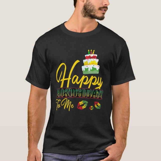 Jamaica Birthday Cake Grattis på födelsedagen to M T Shirt (Framsida)