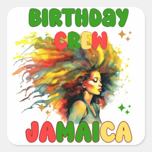Jamaica Birthday Girl Matching Crew Travel Group Fyrkantigt Klistermärke