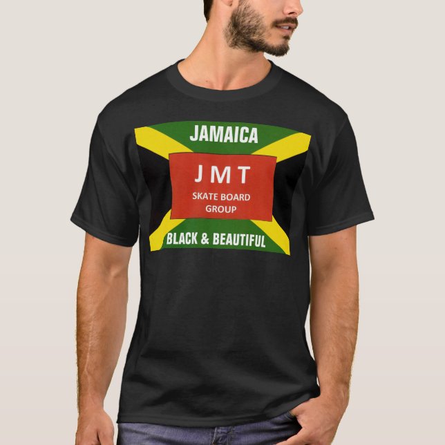 JAMAICA. BLACK & BEAUTIFUL Basic-Mörk T-Shirt (Framsida)