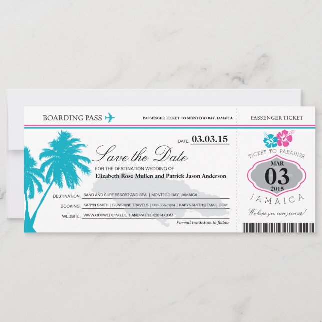Jamaica Boarding Pass Spara datum Datumet (Framsida)