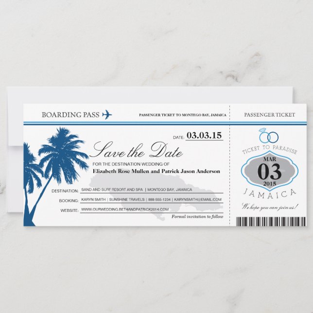 Jamaica Boarding Pass Spara datum Datumet (Framsida)