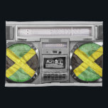 Jamaica boombox kökshandduk<br><div class="desc">Hejer,  denna designold school och coolan föreställer en kopplad ihop vintageboombox med flagga av jamaicaen. Roligt och bylte som det ska följer dig överallt!</div>