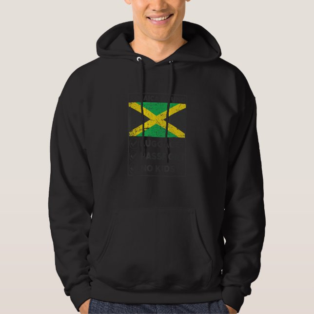 Jamaica Bound Luggage Passport No Kids Travel Clot Hoodie (Framsida)