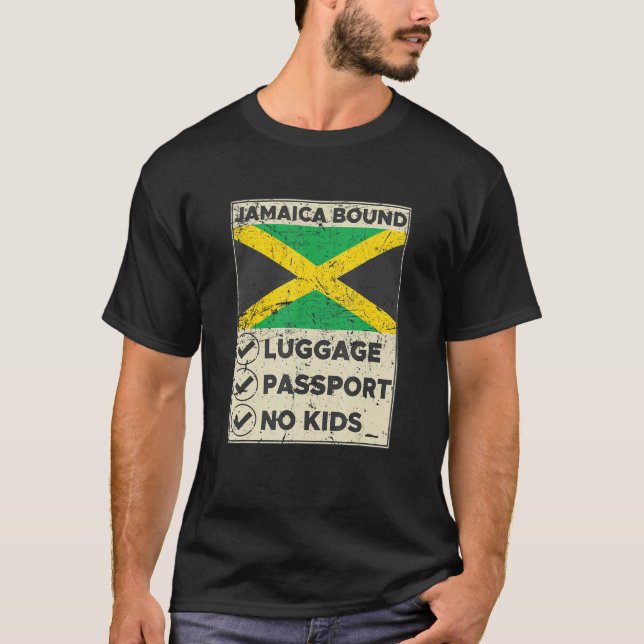 Jamaica Bound Luggage Passport No Kids Travel Clot T Shirt (Framsida)