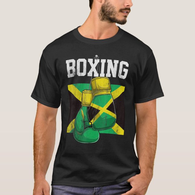 Jamaica Boxing Glove Boxer Boxing Jamaican Flagga T Shirt (Framsida)