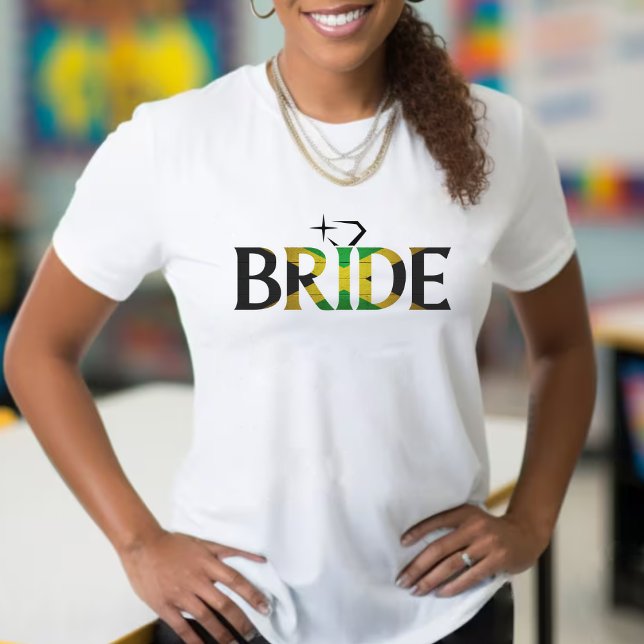 Jamaica Bride Jamaican Bröllop Bachelorette Party T Shirt (jamaica jamaican flag bride shirt)