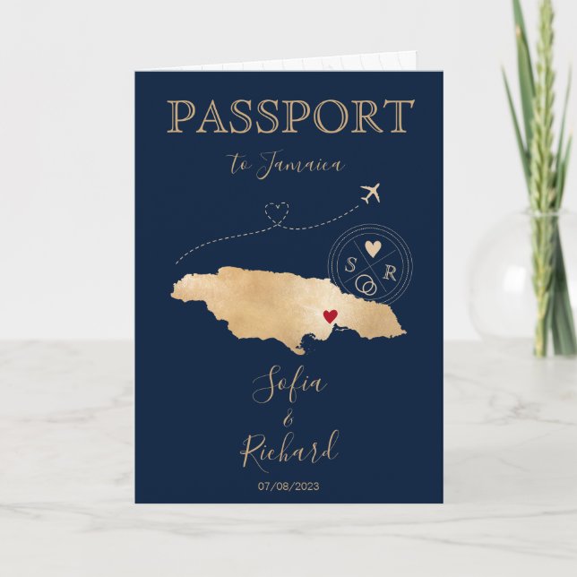 Jamaica Bröllop Destination Passport-inbjudan Inbjudan (Framsida)