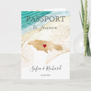 Jamaica Bröllop Destination Passport World Map Inbjudan