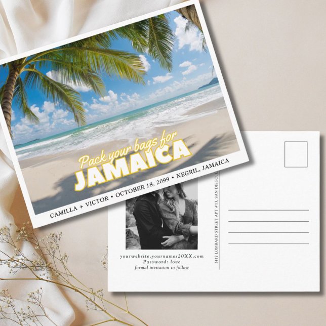 Jamaica Bröllop destination Spara vykortet för dat Vykort (Jamaica Wedding Destination Save the Date Postcard
)