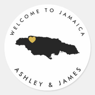 Jamaica Bröllop Welcome Sticker for Box, Bag Runt Klistermärke