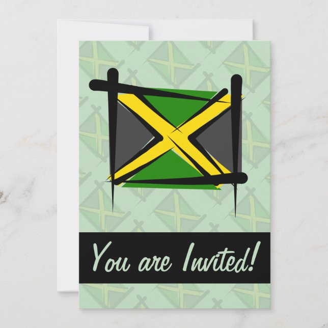 Jamaica Brush Flagga Inbjudningar (Framsida)