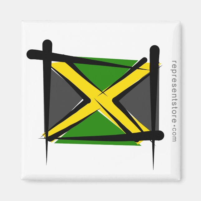 Jamaica Brush Flagga Magnet (Framsidan)