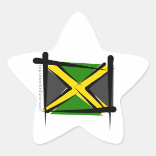 Jamaica Brush Flagga Stjärnformat Klistermärke