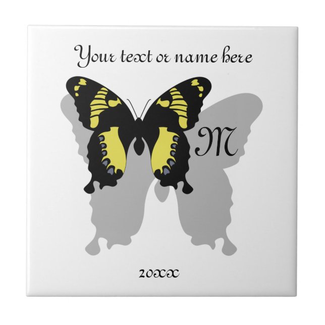 Jamaica Butterfly Shadow Monogram Kakelplatta (Framsidan)