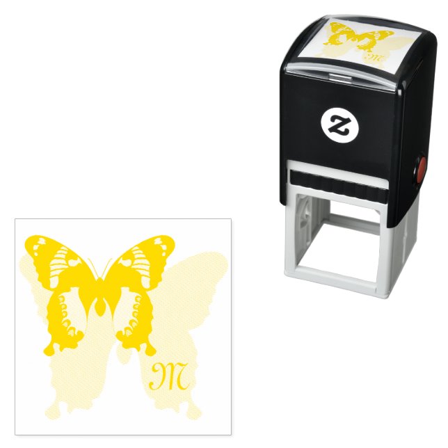 Jamaica Butterfly Shadow Monogram Självfärgande Stämpel (In Situ)