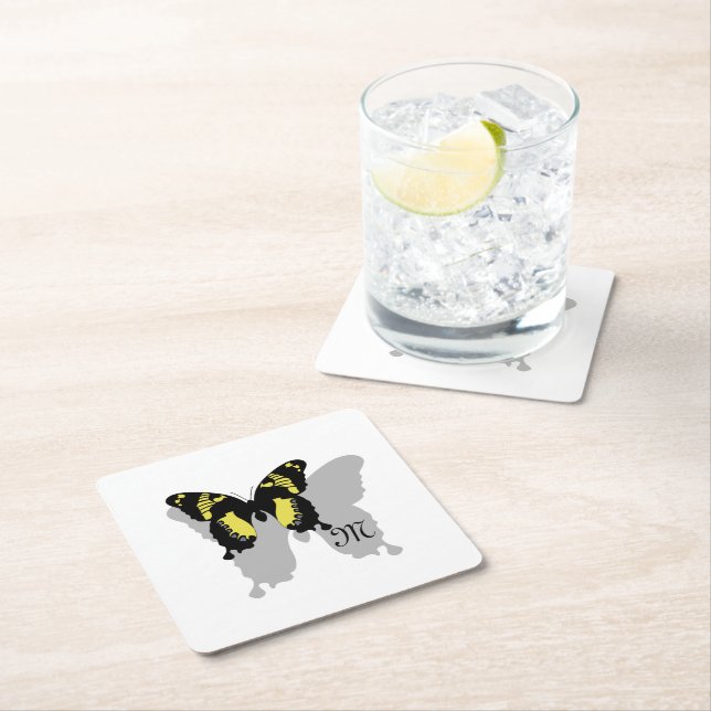 Jamaica Butterfly Shadow Monogram Underlägg Papper Kvadrat (Insitu)