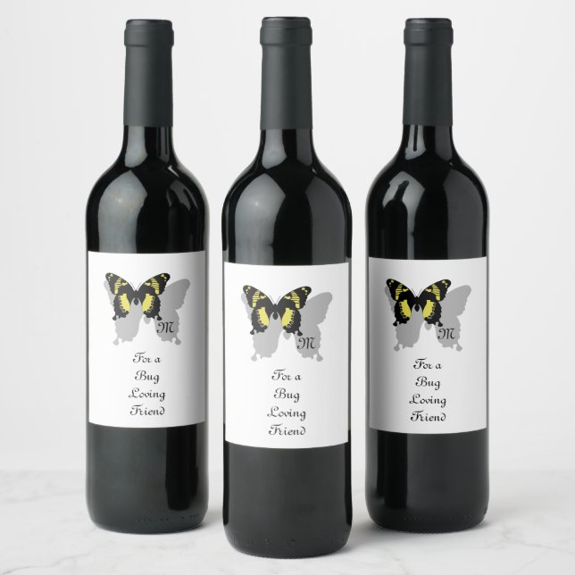 Jamaica Butterfly Shadow Monogram Vinflaska Etikett (Flaskor)