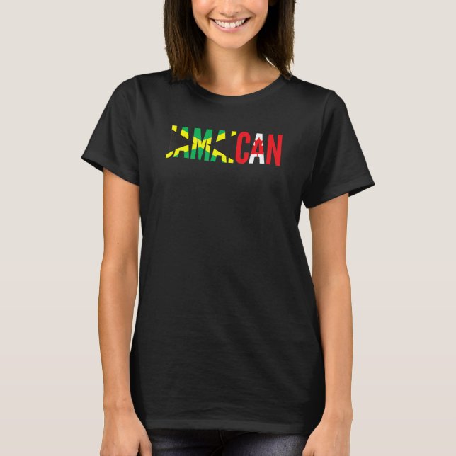 Jamaica Canada Flag for Half Canadian Jamaican Roo T Shirt (Framsida)