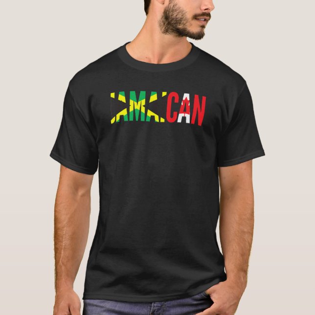 Jamaica Canada Flag for Half Canadian Jamaican Roo T Shirt (Framsida)