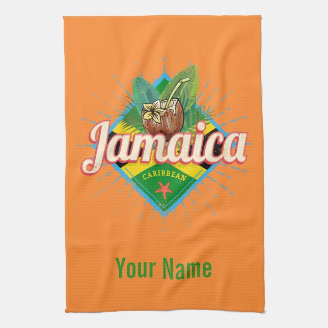 Jamaica caribbönretro flagga-vintage kökshandduk (Vertikal)