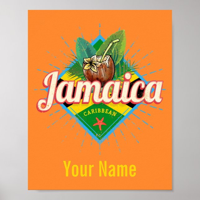 Jamaica caribbönretro flagga-vintage poster (Framsidan)
