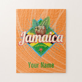 Jamaica caribbönretro flagga-vintage pussel