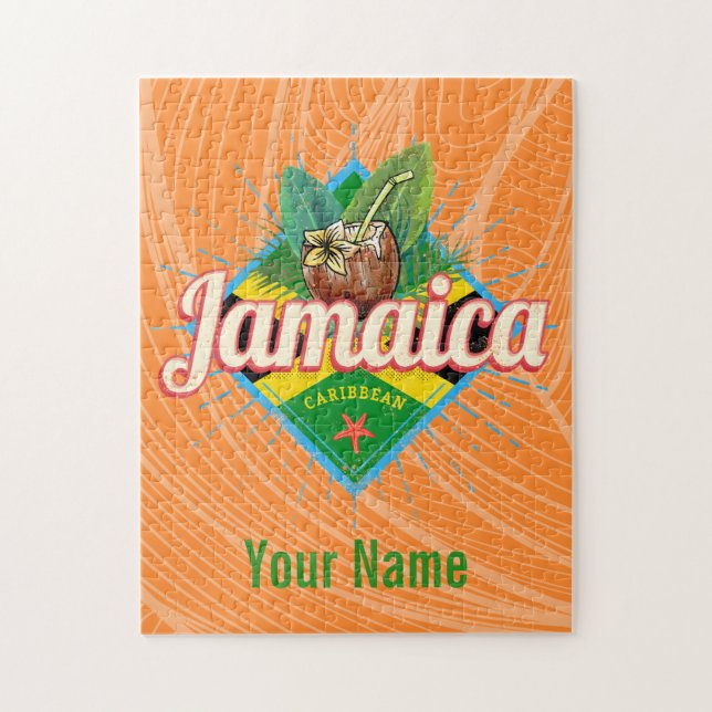 Jamaica caribbönretro flagga-vintage pussel (Vertikal)