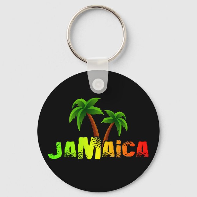 Jamaica coconut träd färgad nyckelring (Framsida)