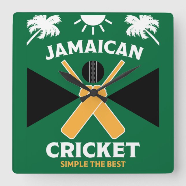 Jamaica Cricket Fyrkantig Klocka (Framsida)