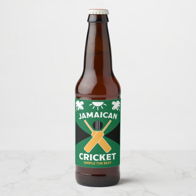 Jamaica Cricket Ölflaska Etikett (Framsida)