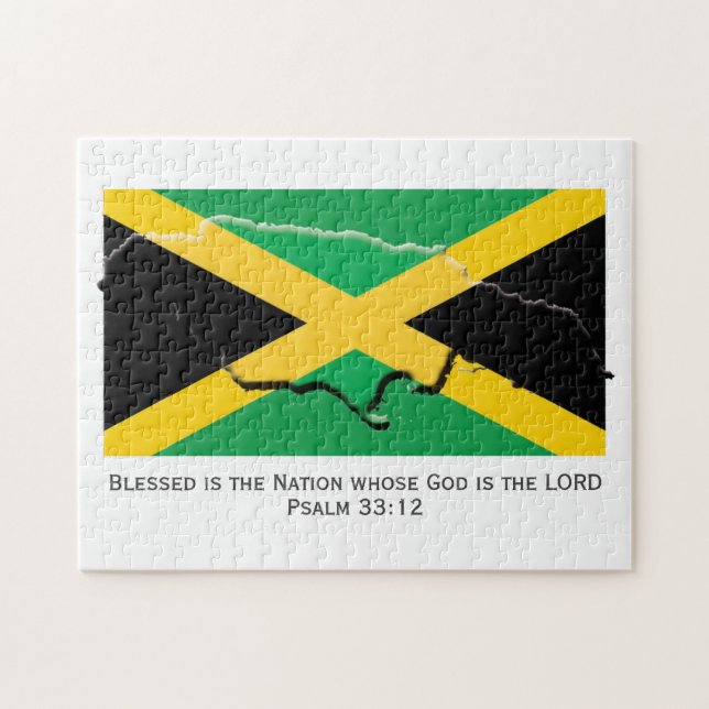 JAMAICA| Delad nation| JAMAISK FLAGGA Pussel (Horisontell)