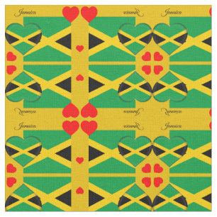 Jamaica design Fabric & Jamaican Flagga, Red Heart Tyg