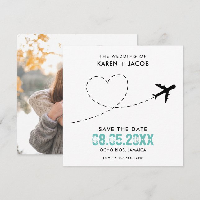 Jamaica Destination Wedding Photo Spara datumet (Fram/baksida)