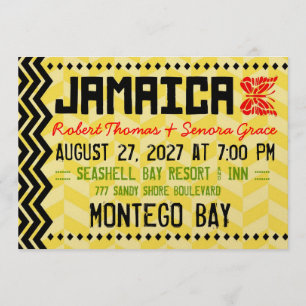 JAMAICA Destinationsinbjudan Metallic Guld Inbjudningar