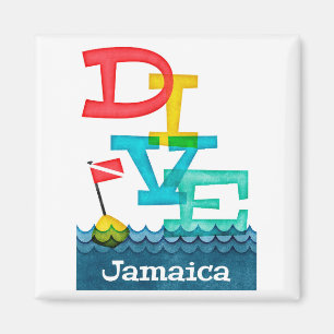 Jamaica dyk - färgrik Scuba Magnet