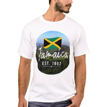 "Jamaica Est. 1962" Blå berg med flagga